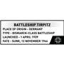 BATTLESHIP TIRPITZ, 600 PCS HC WWII 